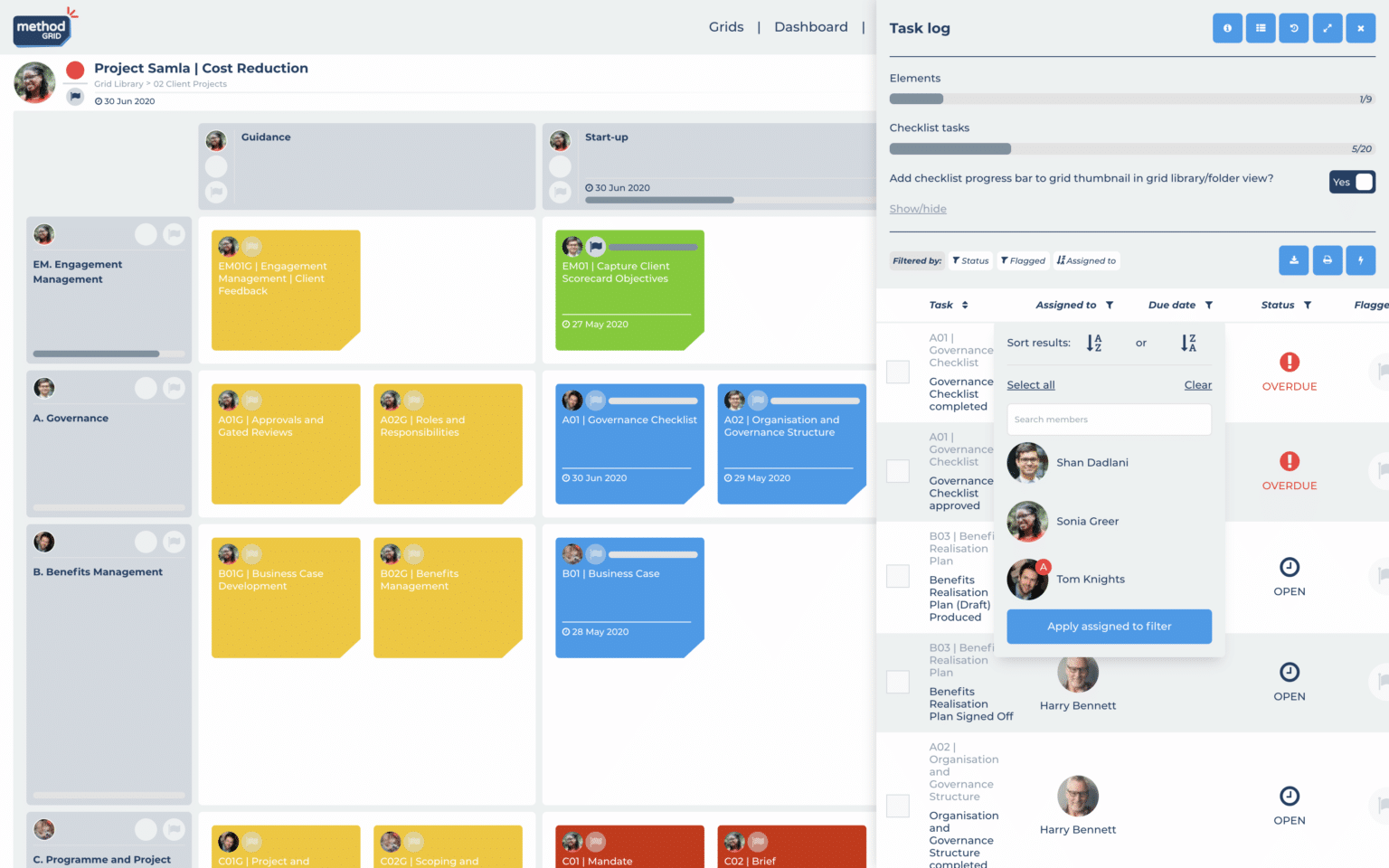 Dashboard and task log filtering - Blog - Method Grid