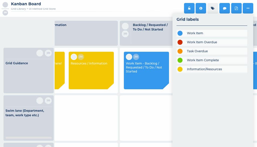 Kanban board online with customisable labelling
