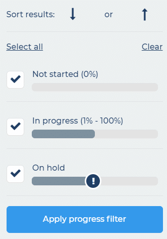 Task progress filter