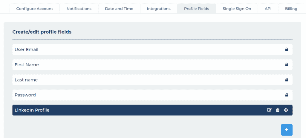 Edit custom profile fields