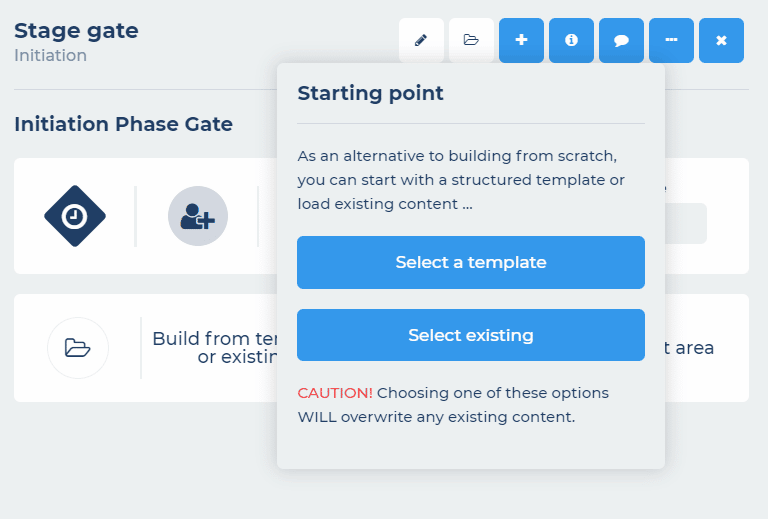 Stage gate templates