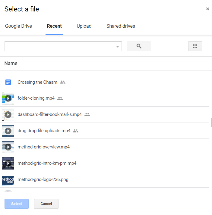 Select files from Google Drive