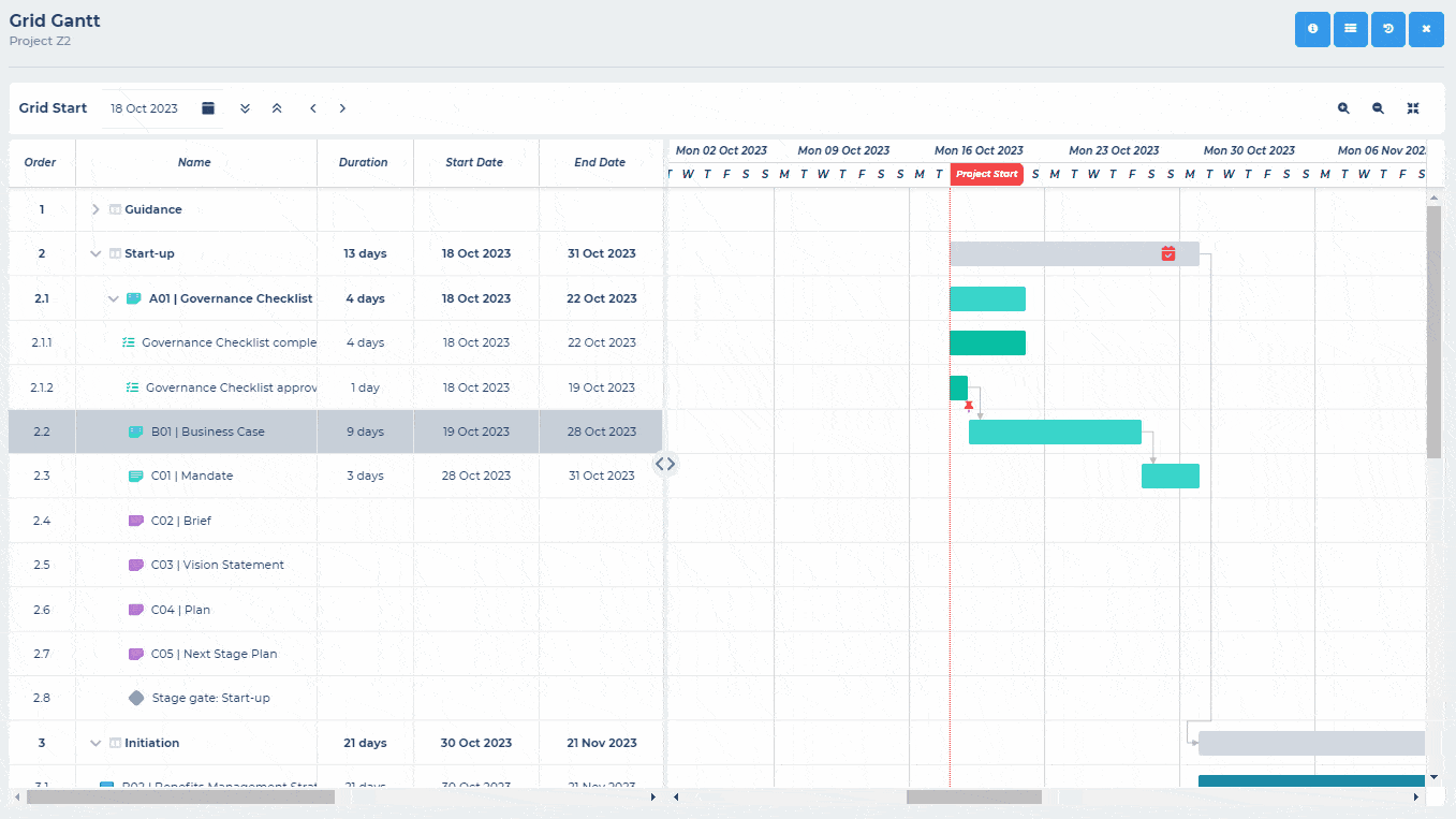 Animated gif showing the Gantt scheduling dialogue being opened and used